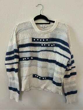 Madewell Grandover Bobble Pullover Sweater, Heather Denim, Size Women's Large